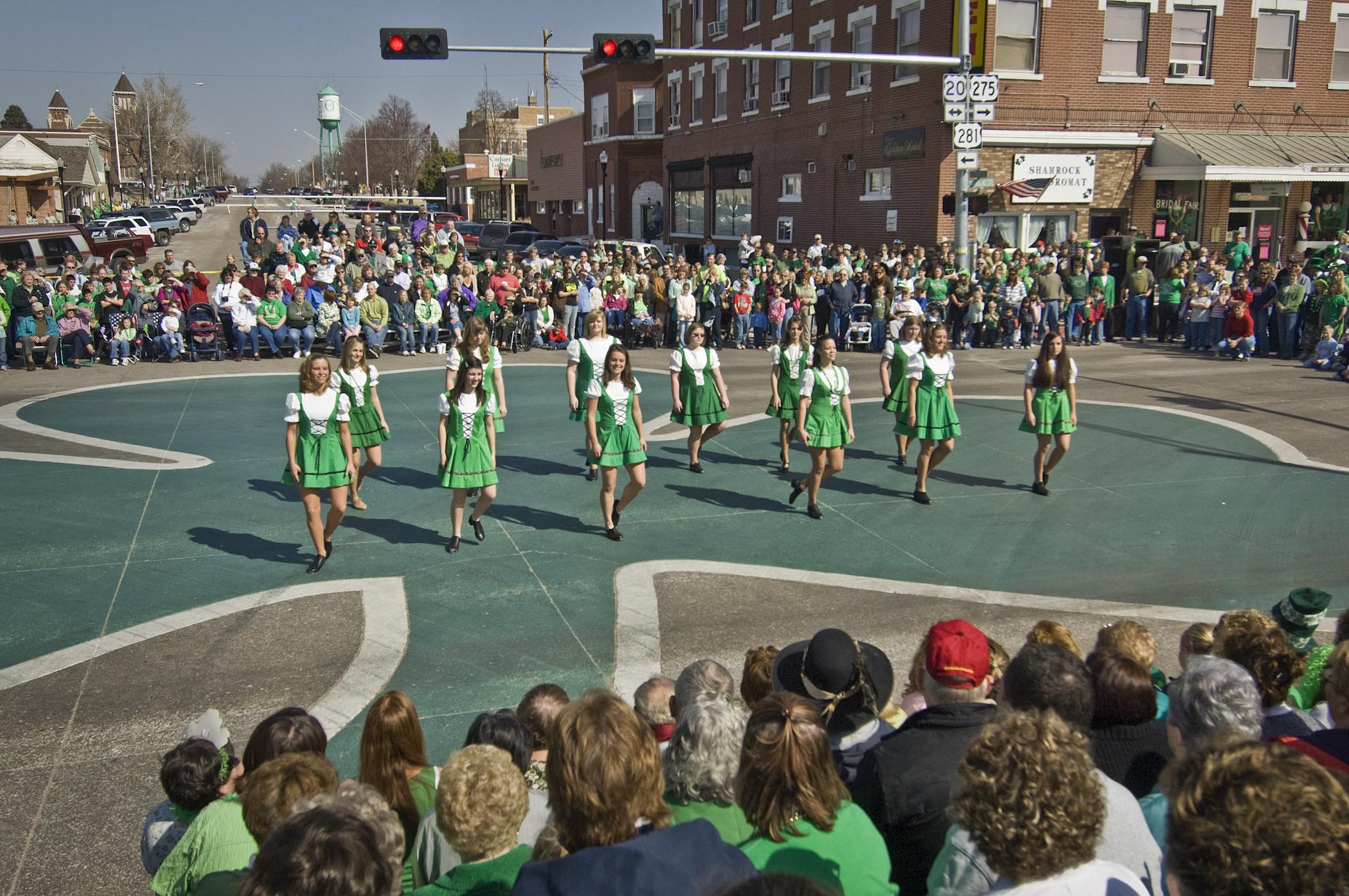 Irish Dancers in the streets of nebraska for st paddy's day