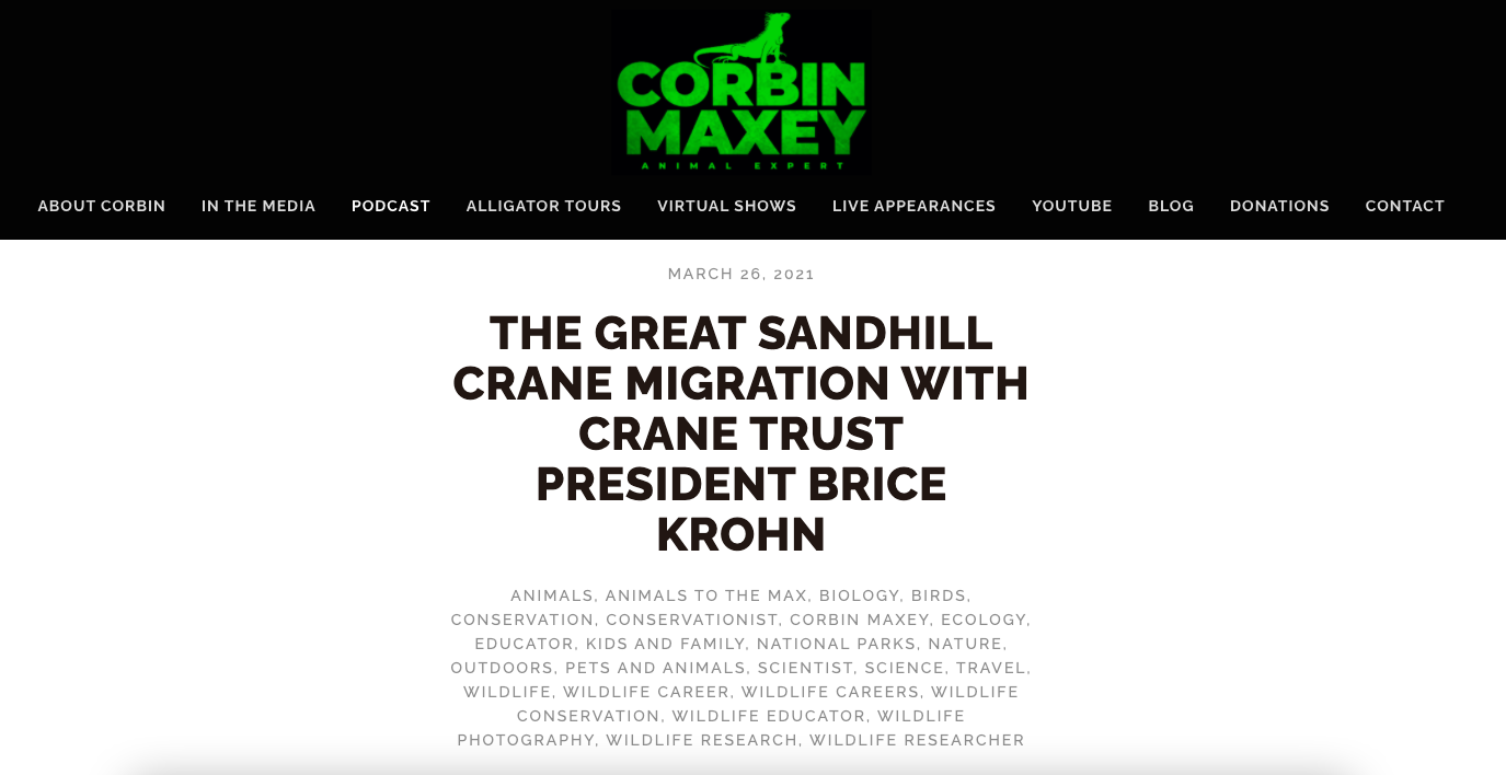 Corbin Podcast Sandhill Crane Migration