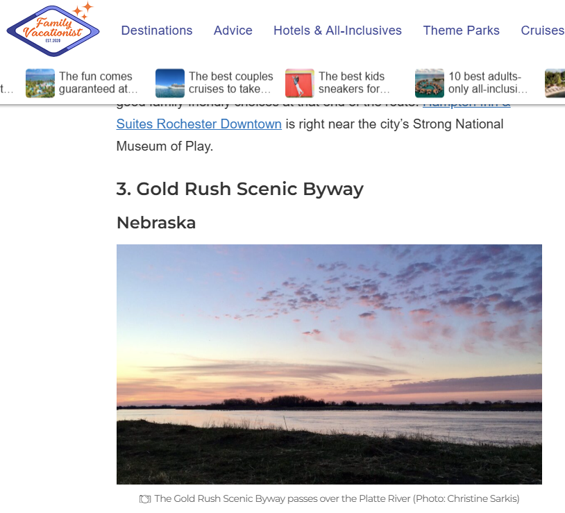 article in family vacationist featuring the gold rush scenic byway