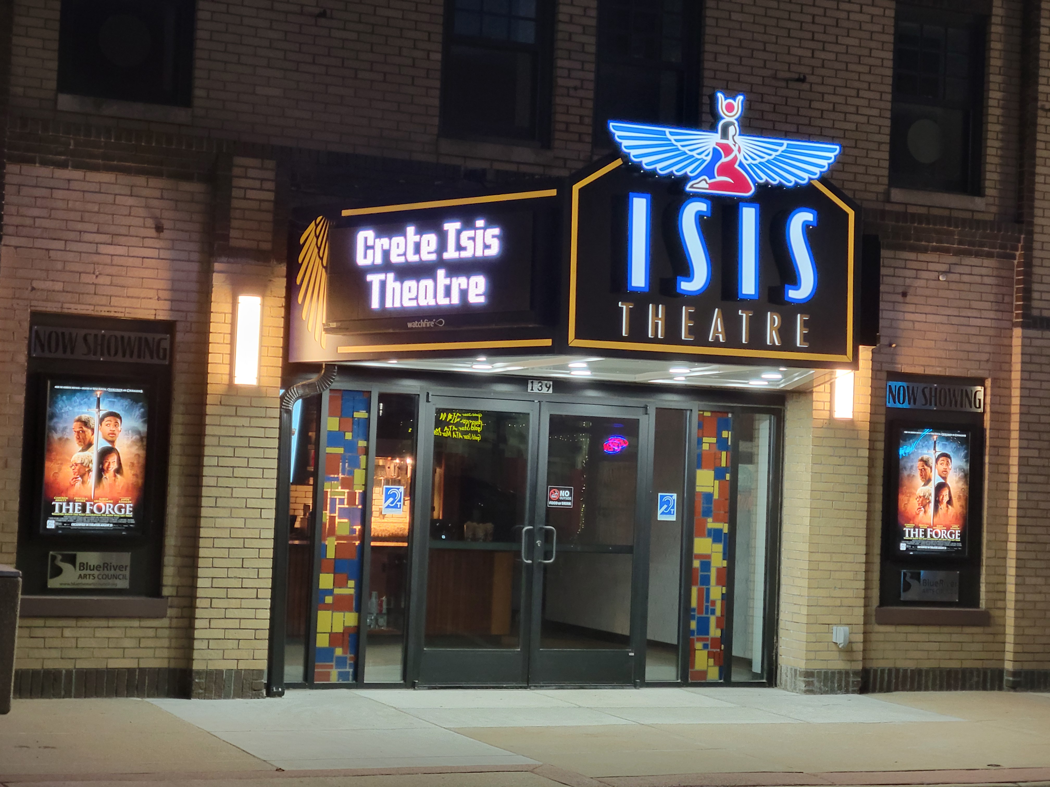 Outside view of the Isis Theatre.