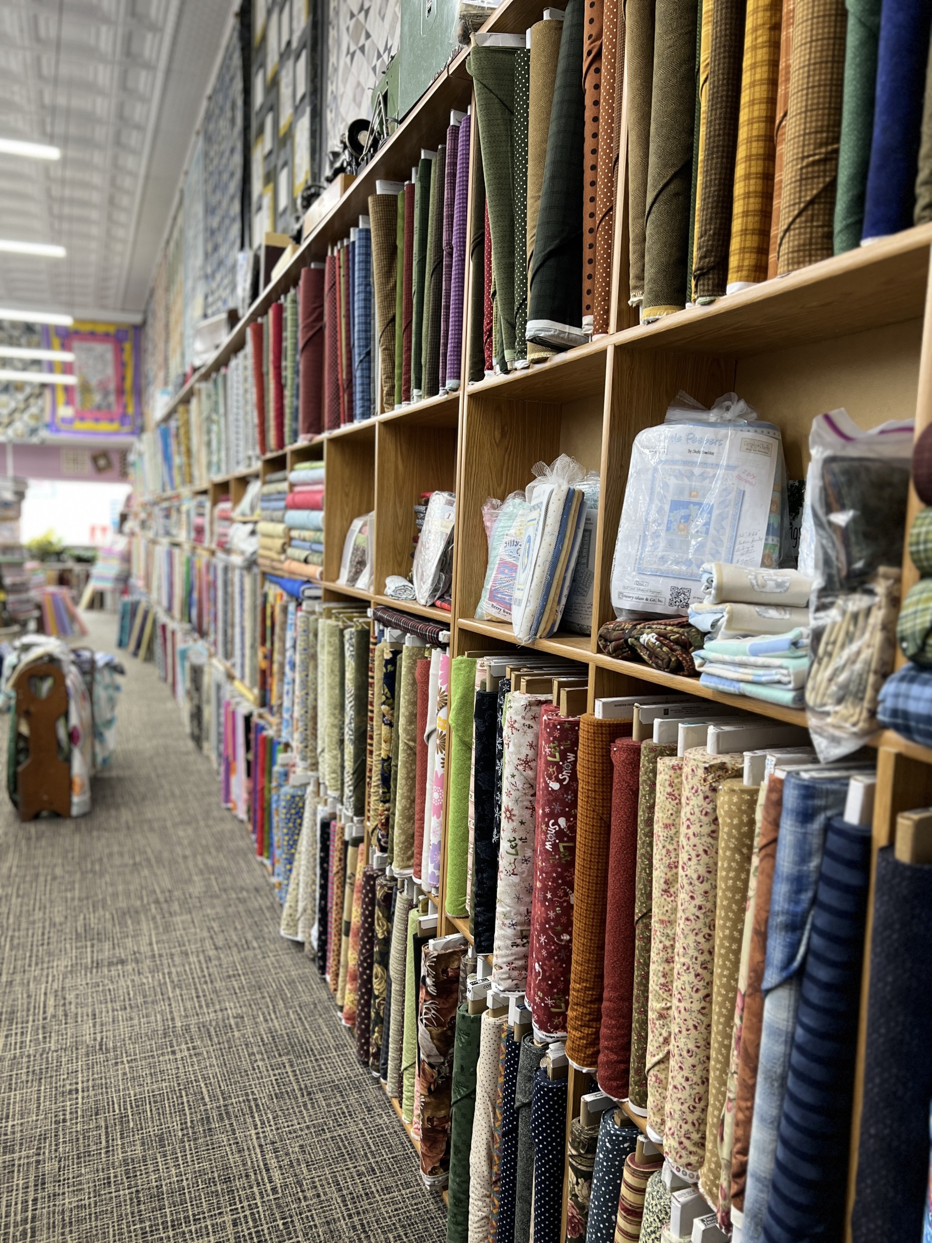 Fabric bolts on display.