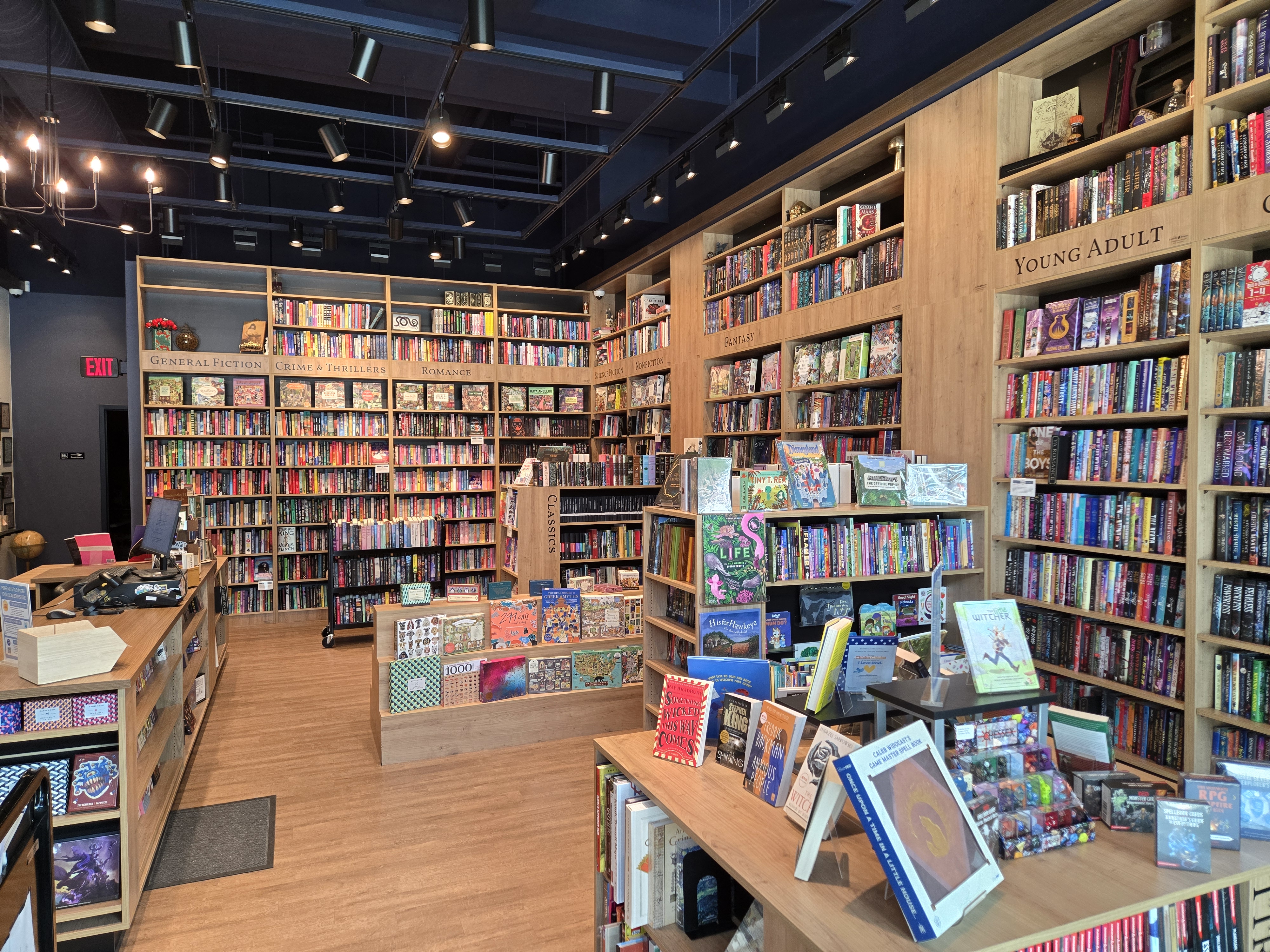 Bookshelves full of books.