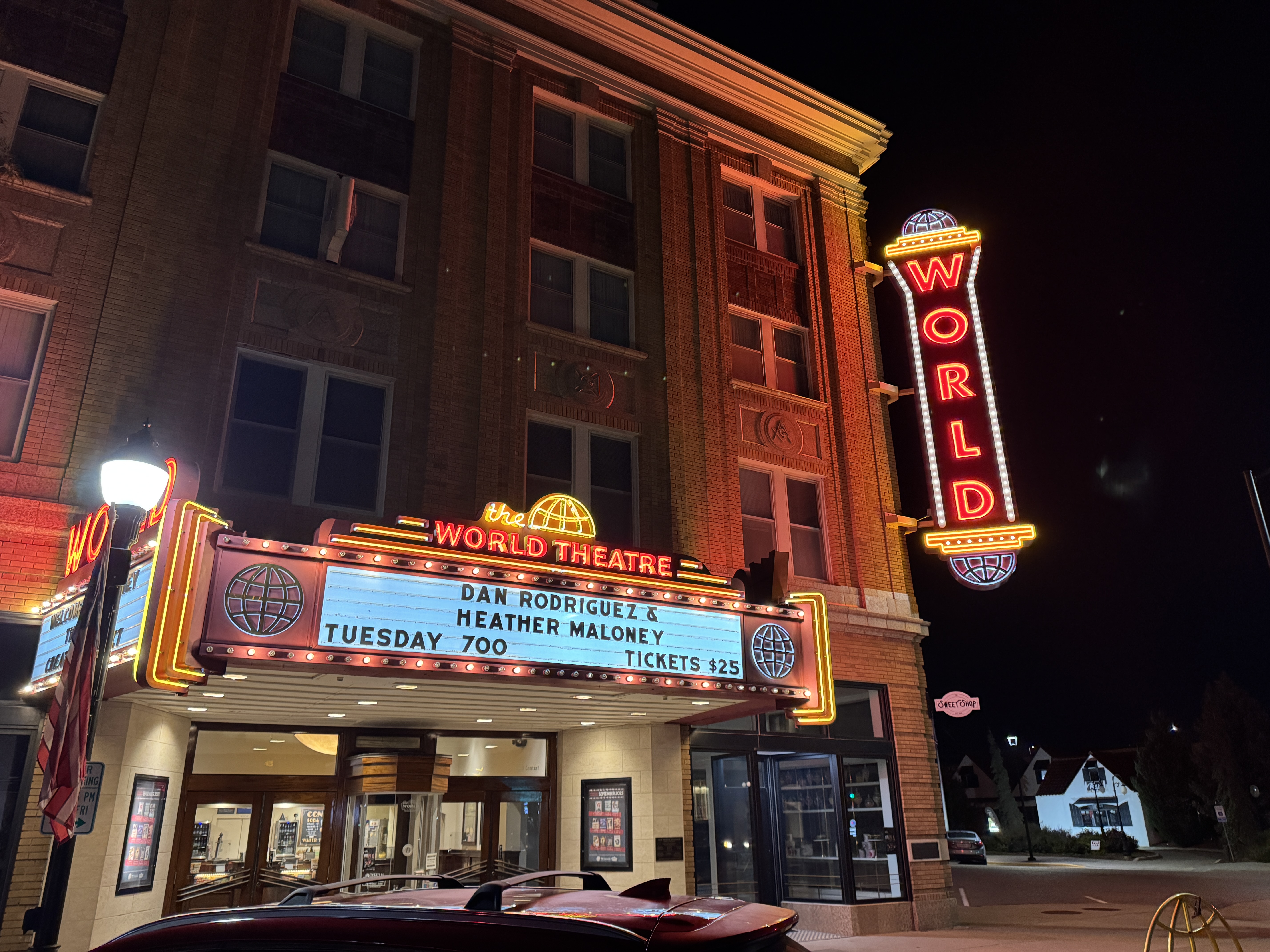 Outside view of The World Theatre.