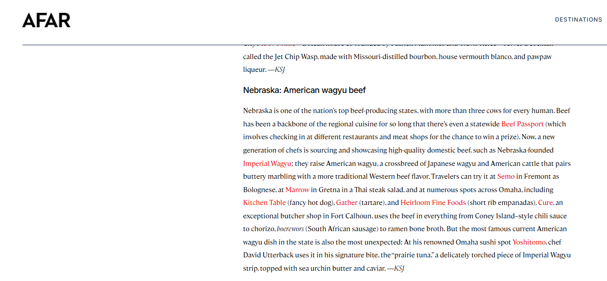 Nebraska: American wagyu beef