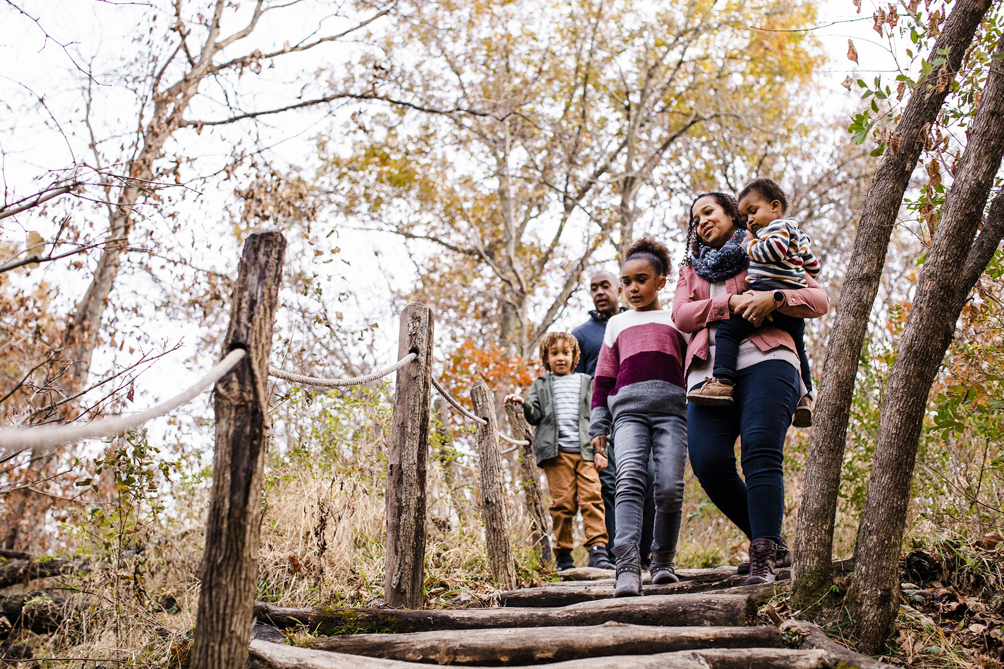 Family exploring Arbor Day Farm.
