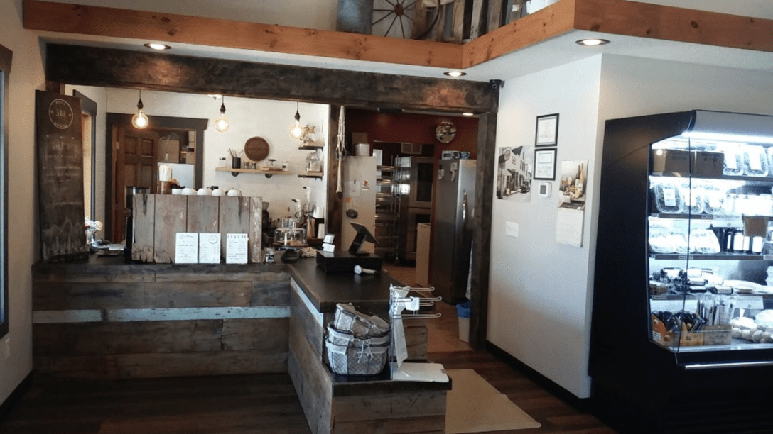 Inside the Madrid General Store with goods lining shelves.