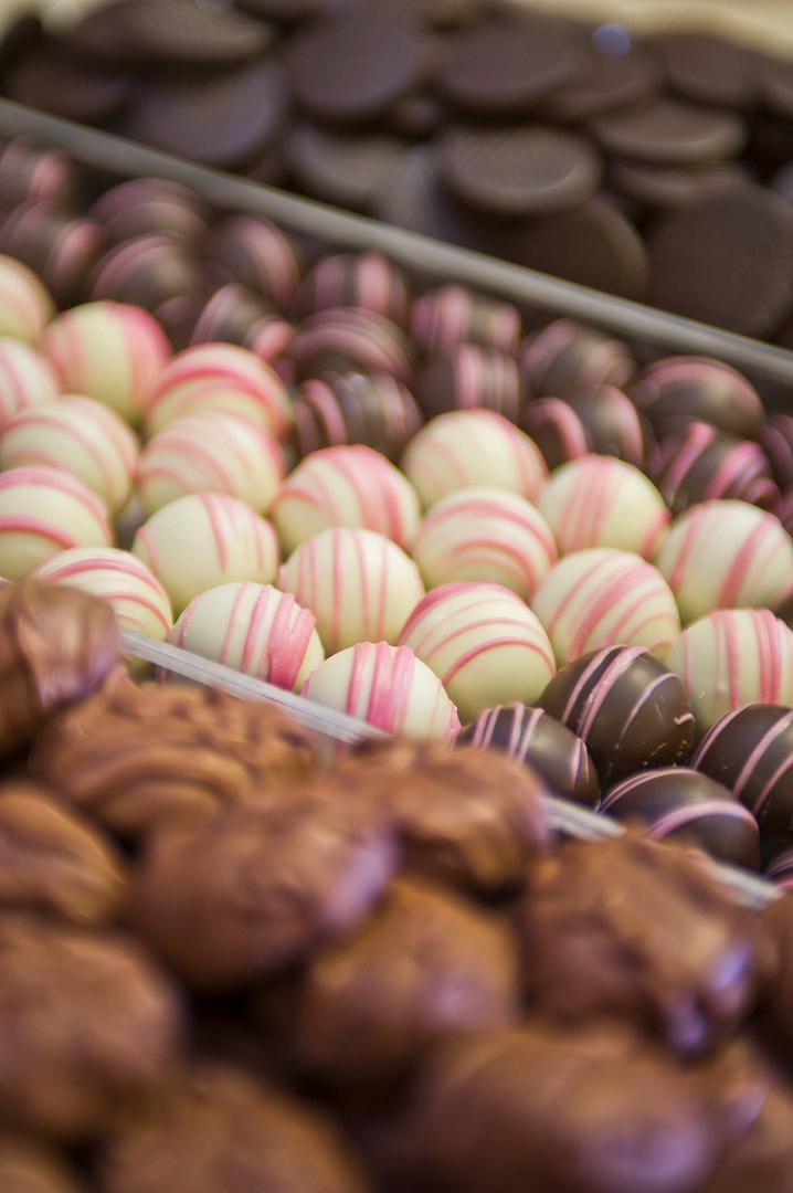 Close up of artisanal chocolate from Serendipity Chocolates.