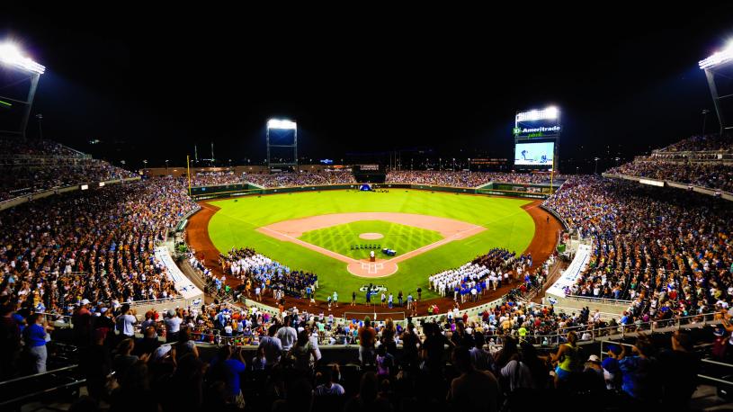 College baseball world series at Omaha, Nebraska's TD Ameritrade Park. 