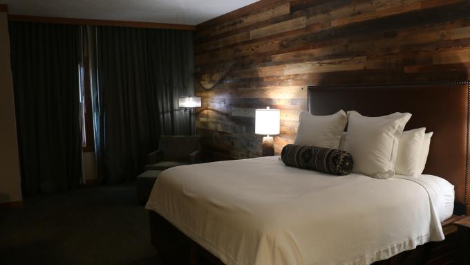 Inside a guest room at Norfolk Lodge & Suites.